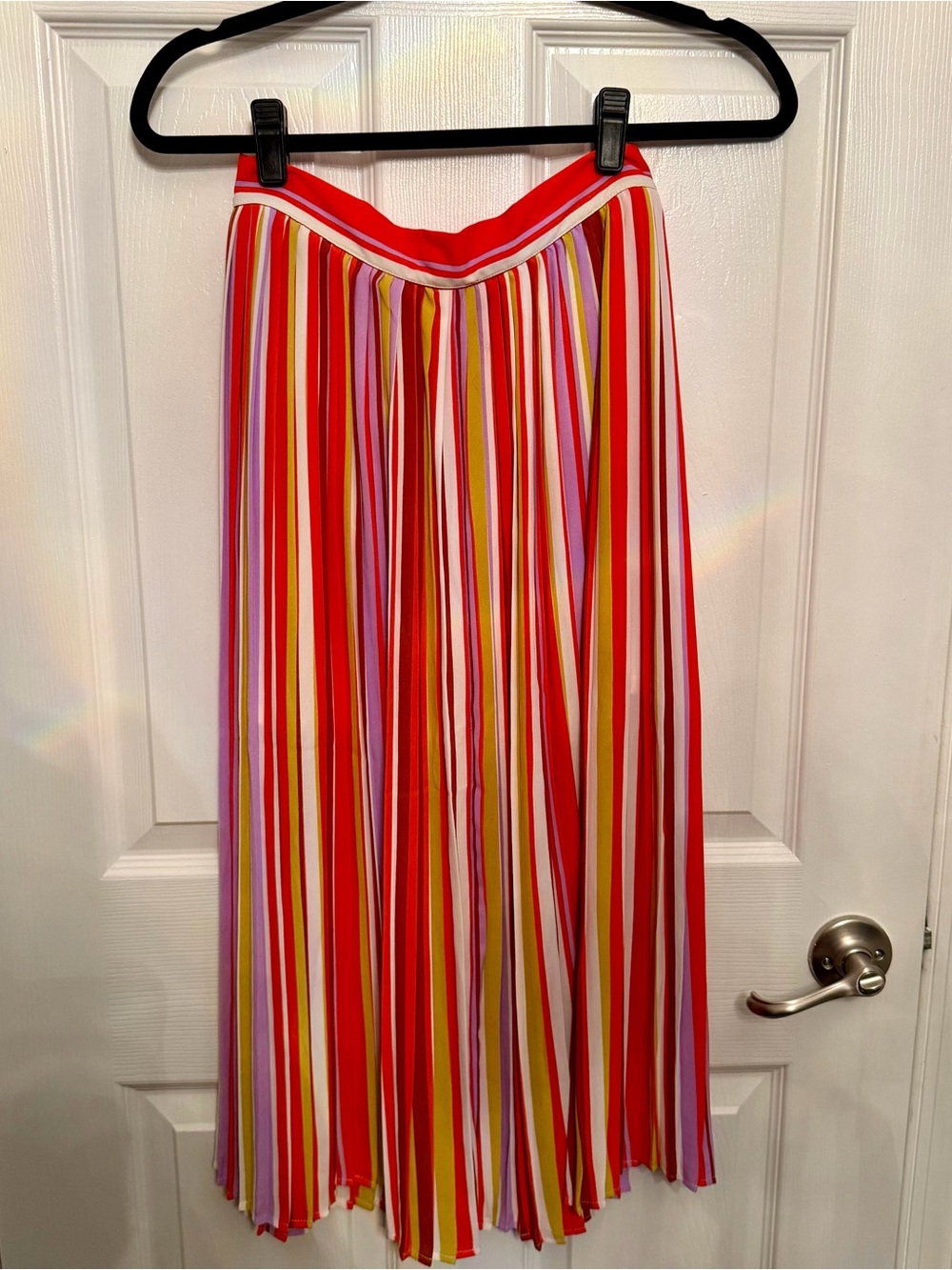 Striped Multi-Color Pleated Maxi Skirt